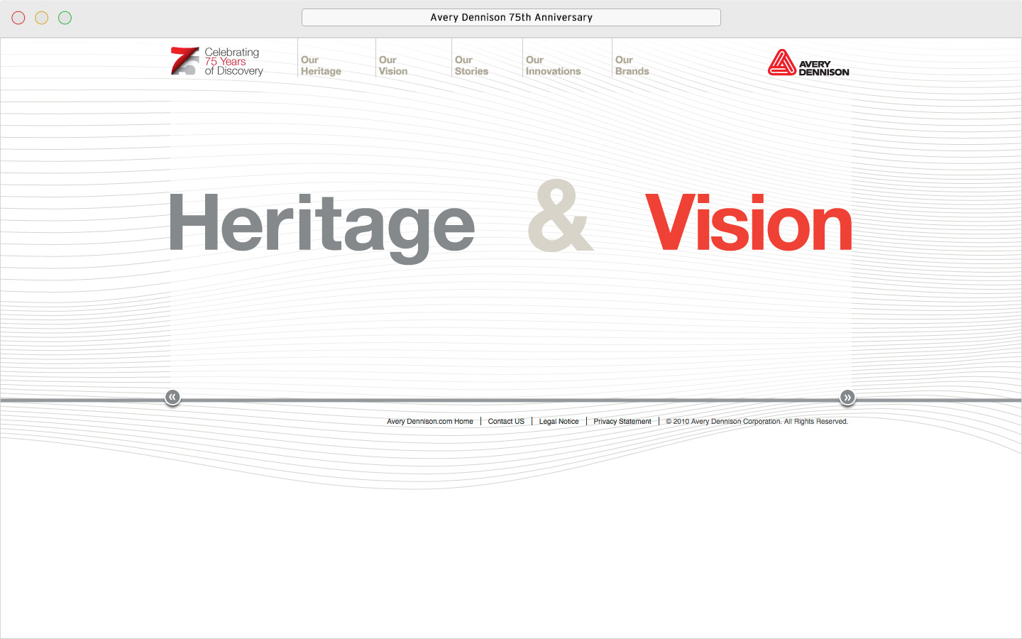 Avery Dennison 75th anniversary microsite homepage