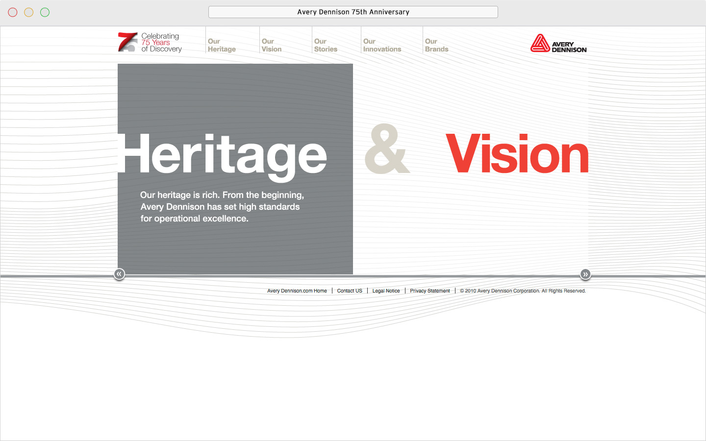 Avery Dennison 75th anniversary microsite homepage interaction
