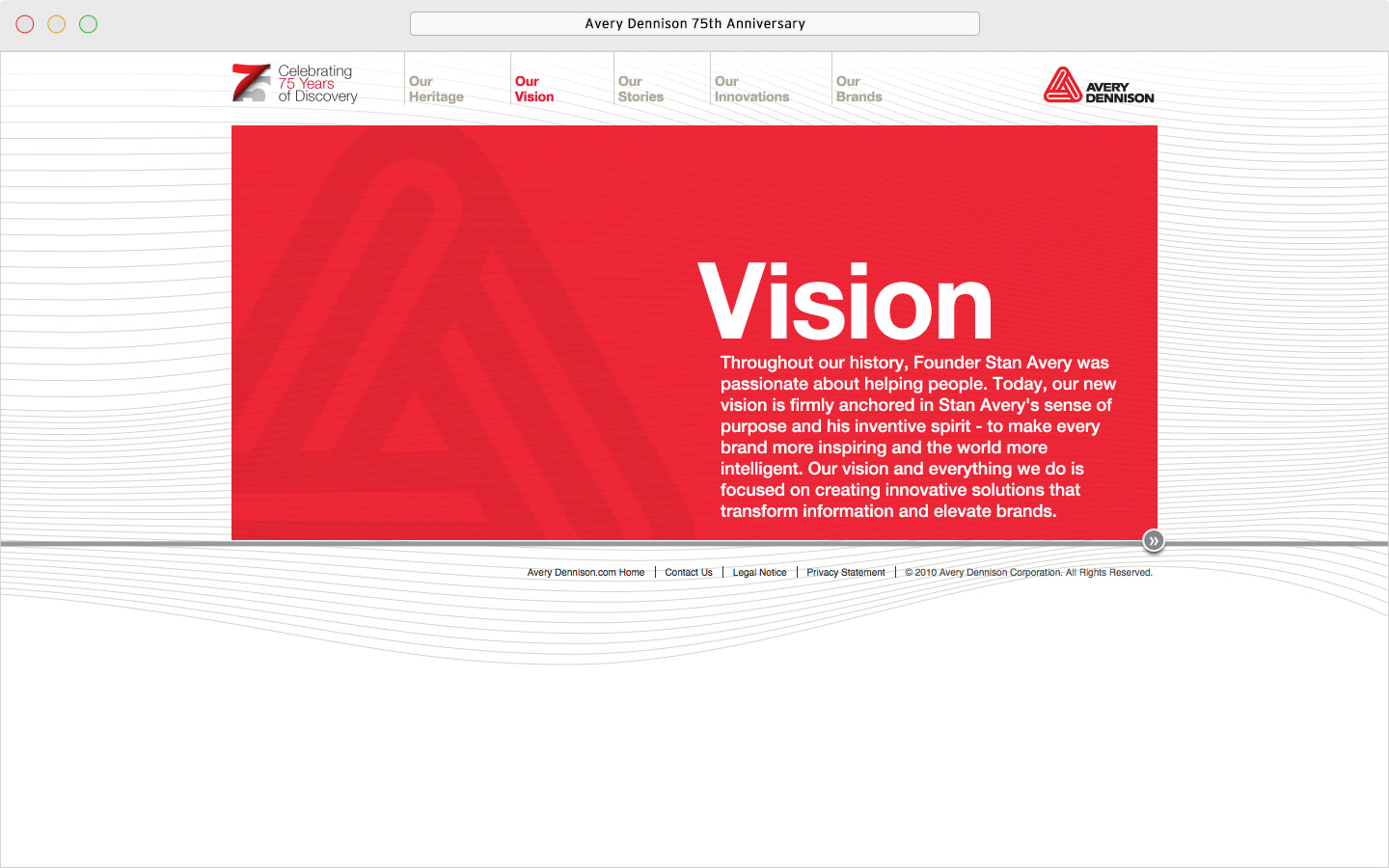 Avery Dennison 75th anniversary microsite Our Vision page