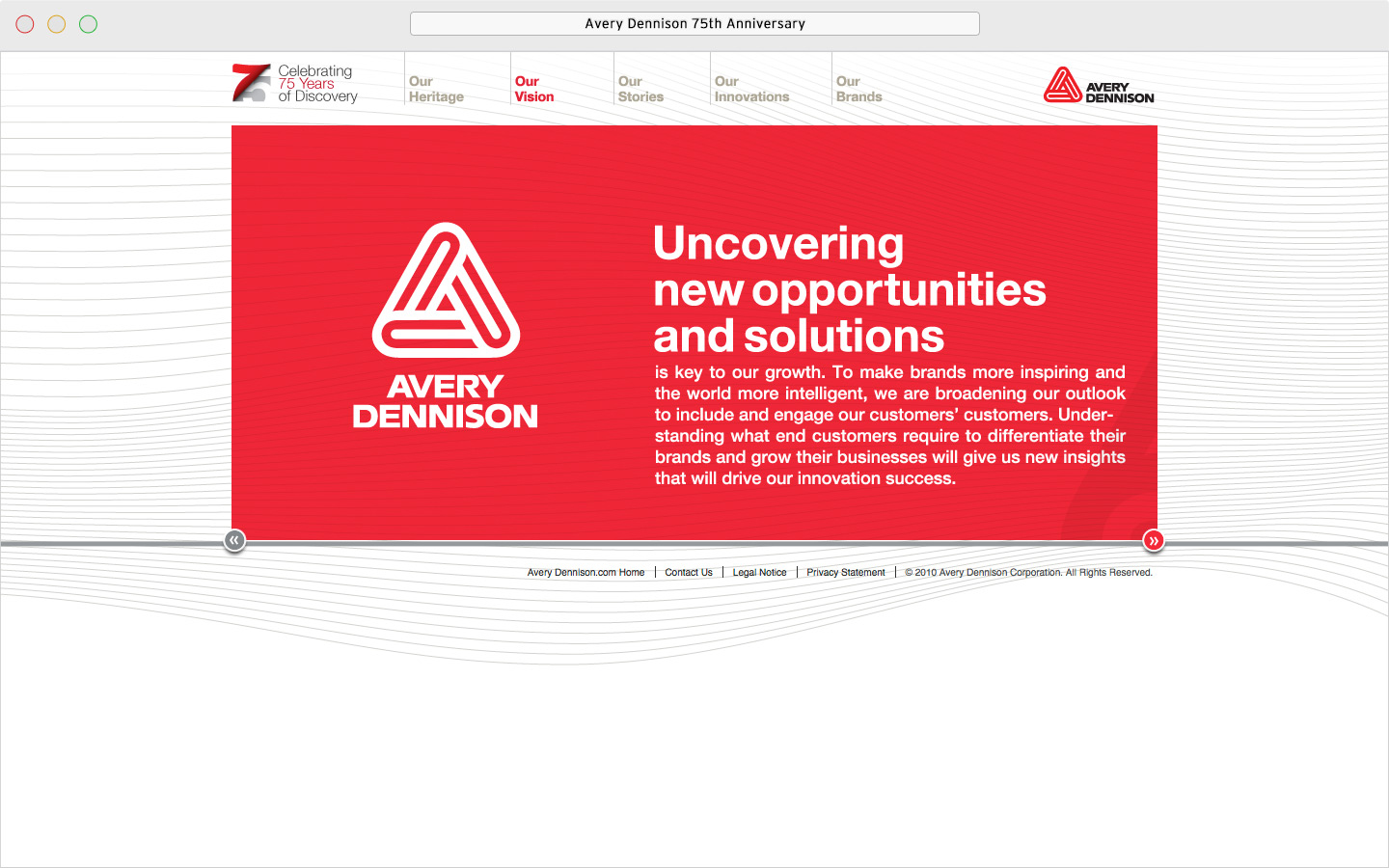 Avery Dennison 75th anniversary microsite Our Vision page